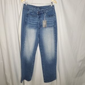 ♧♧ Flamingo High Criss Cross Waist Wide Leg Jeans Size Large
